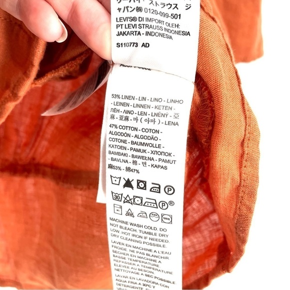Levi's NAT Burnt Orange Luisa Puff Sleeve Blouse - Picture 7 of 7